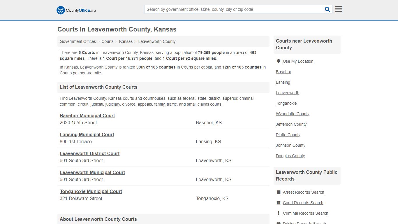 Courts - Leavenworth County, KS (Court Records & Calendars)